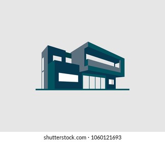Vector line art illustration of house icon isolated, horizontal, suburb summer house icon, real estate vector mono line illustration