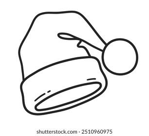 Vector line art illustration of isolated Santa Hat
