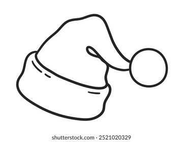 Vector line art illustration of isolated Santa Hat