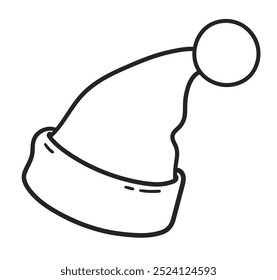 Vector line art illustration of isolated Santa Hat