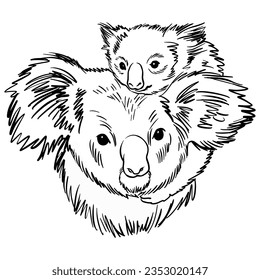 Vektorgrafik-Illustration von Koala Mama und Babyportrait.