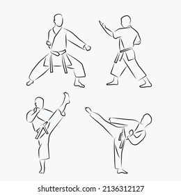 Vector Line Art Illustration Martial Arts Stock Vector (Royalty Free ...