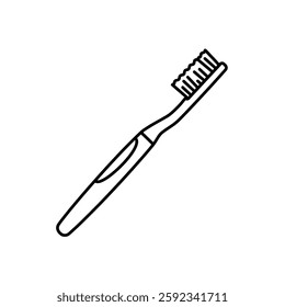 Vector Line Art Illustration of a Modern Ergonomic Toothbrush with Textured Handle for Better Grip and Dental Care