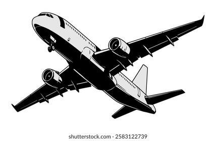 Vector line art illustration of a Passenger Airplane.