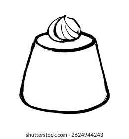 Vektorgrafik von Pudding mit Pinselcreme auf der Oberseite.