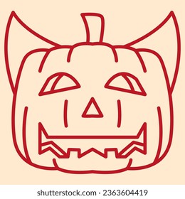 Vector Line art illustration pumpkin . Simple outline jack o lantern. halloween pumpkin icon lineart
for the illustration design, website and graphic design.
