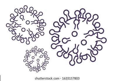 Vector line art illustration set of corona virus(COVID-19).