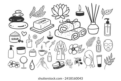 Vektorgrafik-Set mit Beauty-Lifestyle-Accessoires