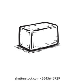 Vector line art illustration of soap bar	