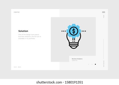 vector line art illustration solution icon wrapped with a website landing page template. soft and smooth color design. can be used as a percentage. made for business icons