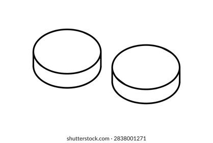 A vector line art illustration of two MDMA ecstasy pills. Minimalist outline graphic showing round drug tablets