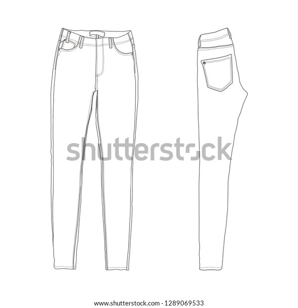 Vector Line Art Illustration Women Jeans Stock Vector (Royalty Free ...