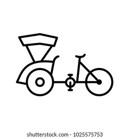 vector, line art, indonesian rickshaw ,Tricycle, icon, template