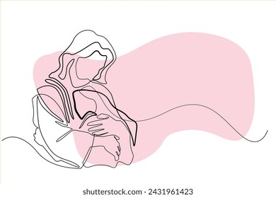 vector line art of jesus christ hugging girl.single line love of jesus christ.jesus christ drawn one line