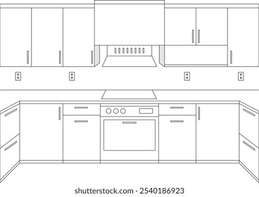 Vetor linha arte cozinha Desenho minimalista