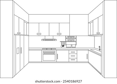 Vetor linha arte cozinha Desenho minimalista