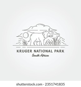 vector of line art kruger national park logo design, elephant on kruger national park label design