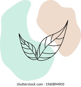 Línea vectorial de las hojas sobre un fondo abstracto. Imagen original de hojas para imprimir.