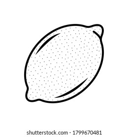 Vector line art lemon icon. Isolated fruit silhouette in cartoon style. Fruit pictogram for coloring