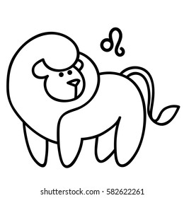 Vector line art leo zodiac symbol astrology illustration fire element