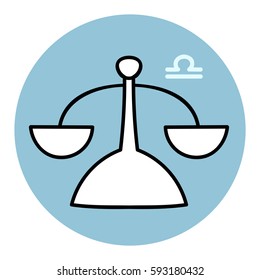 Vector line art libra zodiac symbol astrology illustration air element in grey round