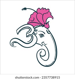 Vector line art or linear illustration of Hindu god lord Ganesha also known as Ganapati