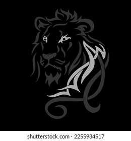 vector line art Lion grey amazing, eps.10