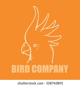  vector line art logo of cockatoo exotic bird. bird company logo. Outline illustration of cockatoo. Trendy icon and design element.