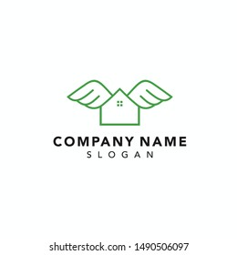 Vector line art logotype house. Abstract logo design for construction company or interior design studio