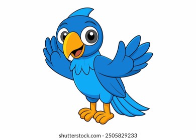 Arte de la línea del Vector de la Ilustración vectorial de agitación de la historieta del pájaro de guacamayo, icono del logotipo, Clipart