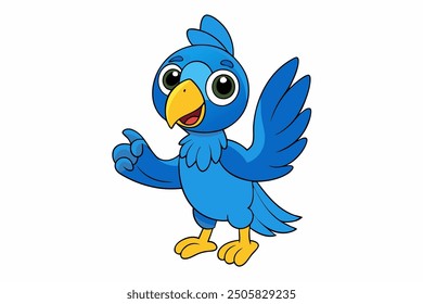 Vector Line Art of Macaw Bird Cartoon Waving Vector Illustration, Logo Icon, Clipart