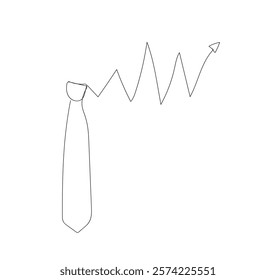 Vector line art a men's tie. Black and white illustration in a minimalistic style. Ideal for formal, business, and fashion designs. Economy concept.  Hand made vector not AI 