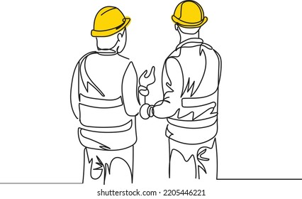 Vector Line Art Mining Directors in hard hats