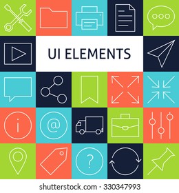 Vector Line Art Modern Universal Web and Mobile Icons Set. Vector Collection Modern Line Icons for Web and Mobile. Application and Website