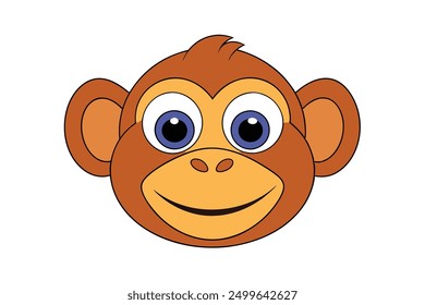 Vector Line Art of Monkey Face White Background, Illustration, Logo Icon, Clipart