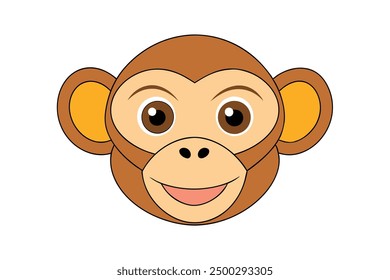 Vector Line Art of Monkey Face White Background, Illustration, Logo Icon, Clipart