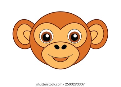 Vector Line Art of Monkey Face White Background, Illustration, Logo Icon, Clipart