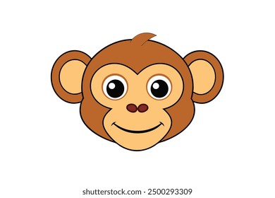 Vector Line Art of Monkey Face White Background, Illustration, Logo Icon, Clipart