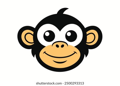 Vector Line Art of Monkey Face White Background, Illustration, Logo Icon, Clipart