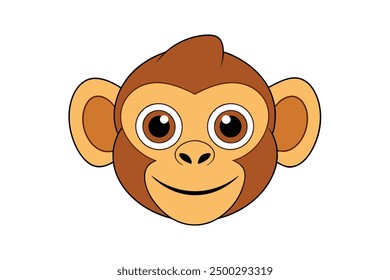 Vector Line Art of Monkey Face White Background, Illustration, Logo Icon, Clipart