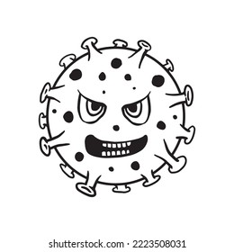 vector line art monster virus corona vintage png