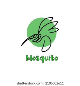 
Vector line art mosquito logo in black and green color. Vector illustration
