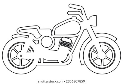 Vector line art motorcycle for concept design. Sport bike black contour outline sketch illustration isolated on white background. Stroke without fill.
