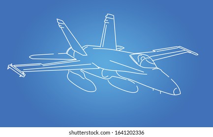 Vector Line Art Multirole Combat Jet