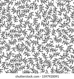 Vector line art nature leaves seamless repeat pattern design background texture. Perfect for modern greeting cards, wallpaper, fabric, home decor, wrapping projects.