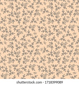 Vector line art nature leaves background. Seamless simple pattern for for wallpaper, web sites, wrapping paper, for fashion prints, fabric, design.