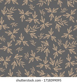 Vector line art nature leaves background. Seamless simple pattern for for wallpaper, web sites, wrapping paper, for fashion prints, fabric, design.