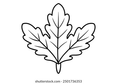 Vector Line Art of Oak Leaves on White Background Detailed Illustration and Clipart Design, Detailed vector line art of oak leaves on white background, perfect for nature themed de