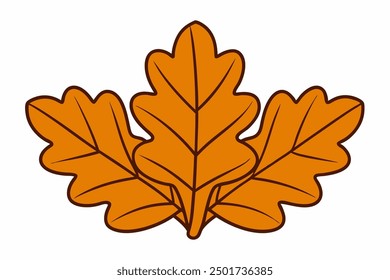 Vector Line Art of Oak Leaves on White Background Detailed Illustration and Clipart Design, Detailed vector line art of oak leaves on white background, perfect for nature themed de
