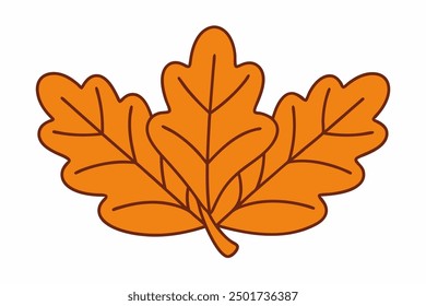 Vector Line Art of Oak Leaves on White Background Detailed Illustration and Clipart Design, Detailed vector line art of oak leaves on white background, perfect for nature themed de